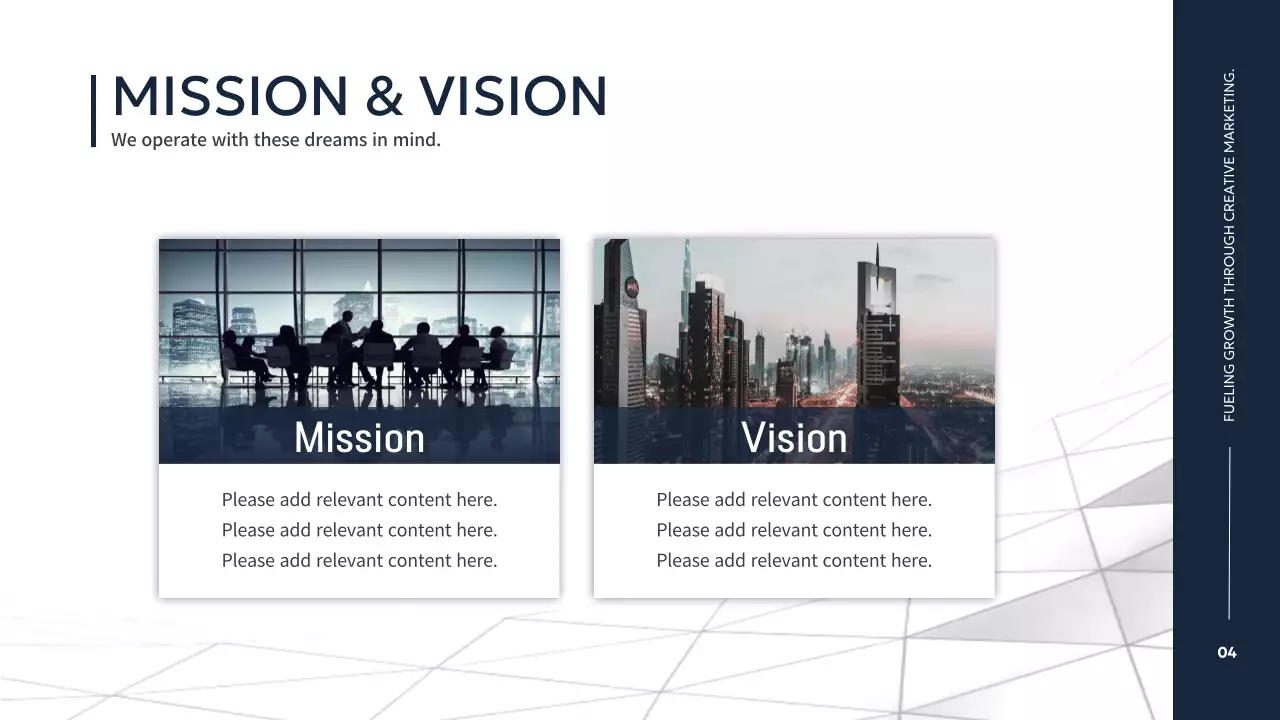 남색과 흰색의 모던한 스토리텔링 회사 소개서