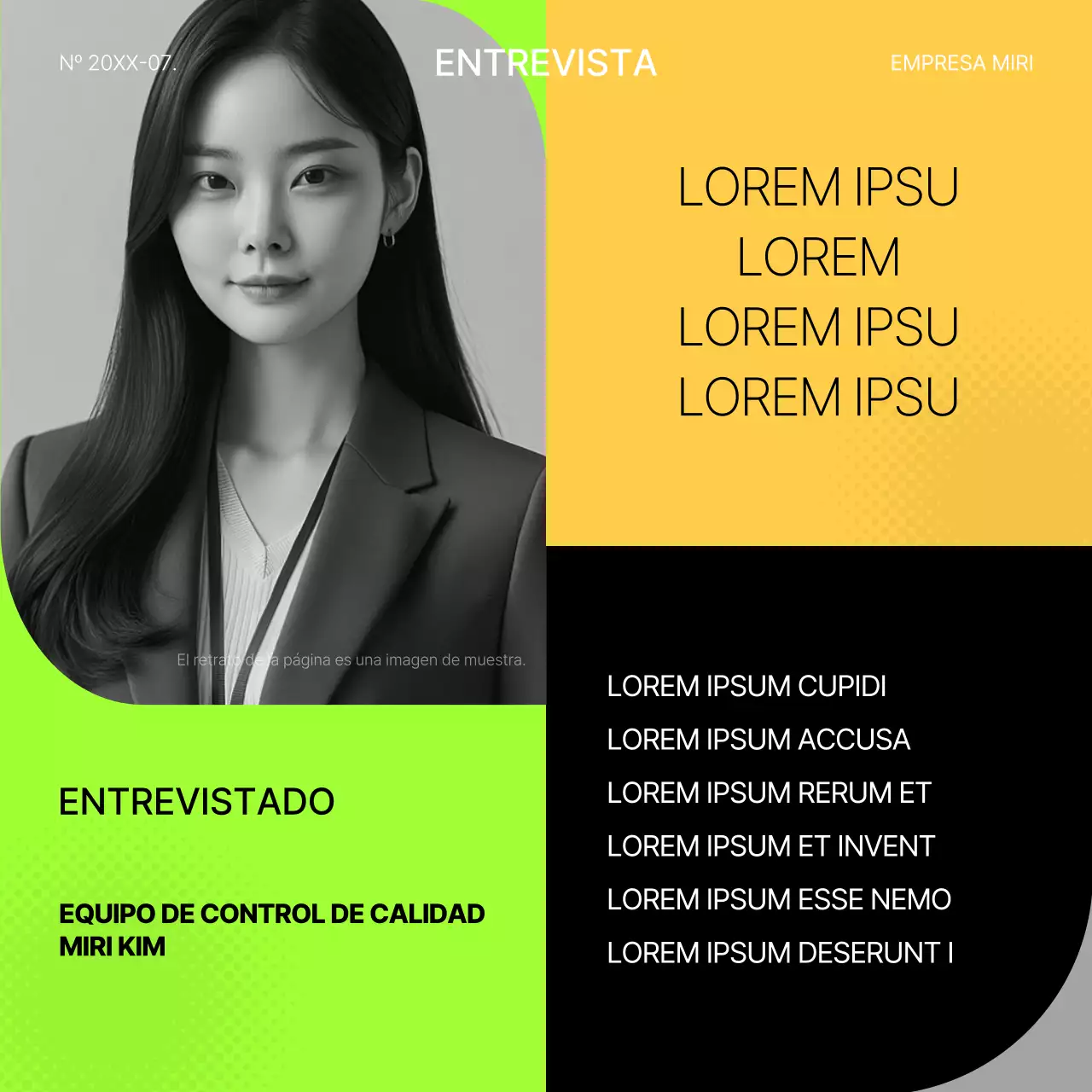 Puesto de entrevista de trabajo geométrico fluorescente y amarillo