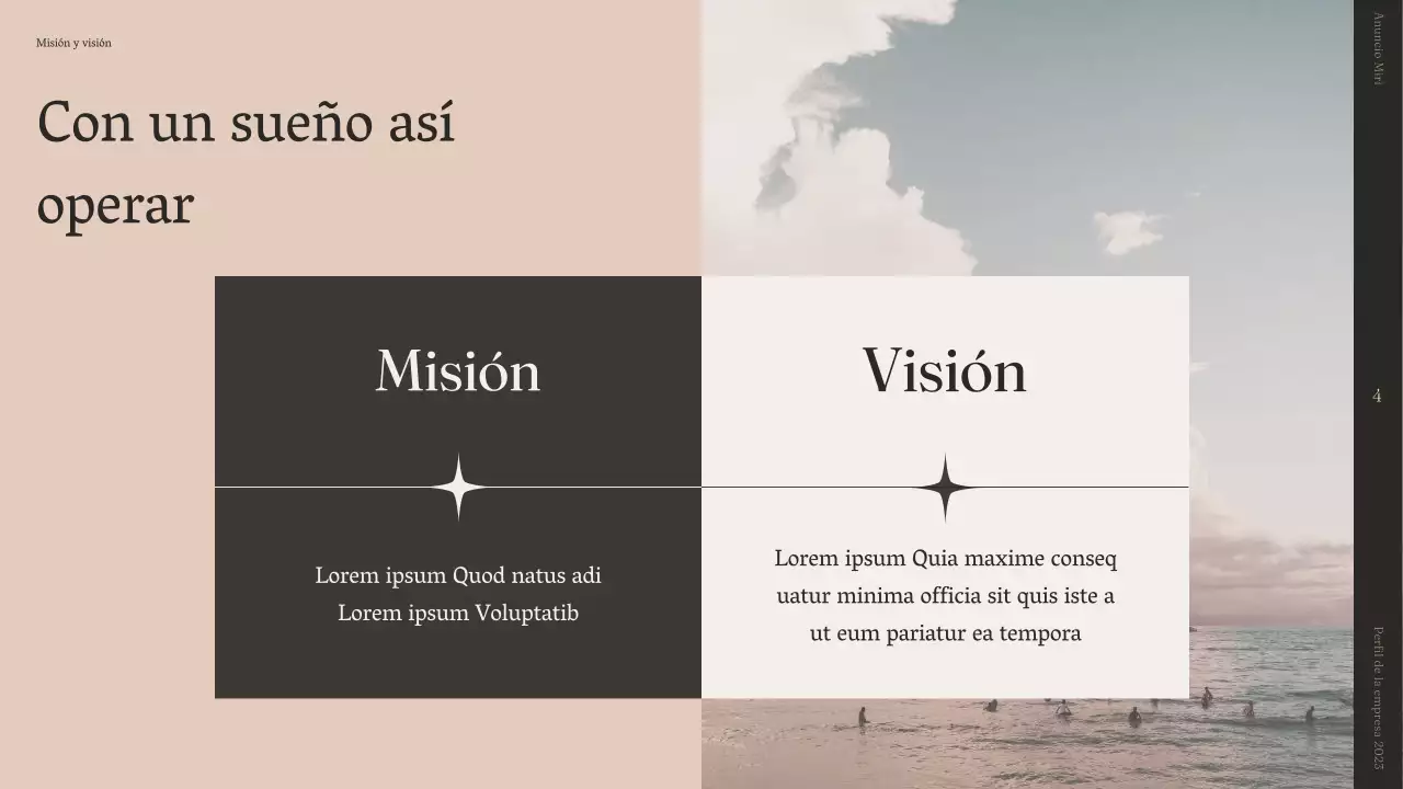 Un sencillo perfil de empresa en beige