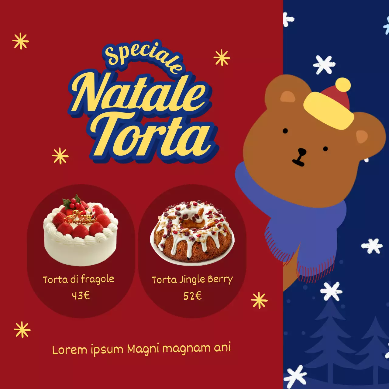 Pop-art per gli annunci di eventi di fidelizzazione e sconti invernali in blu e giallo