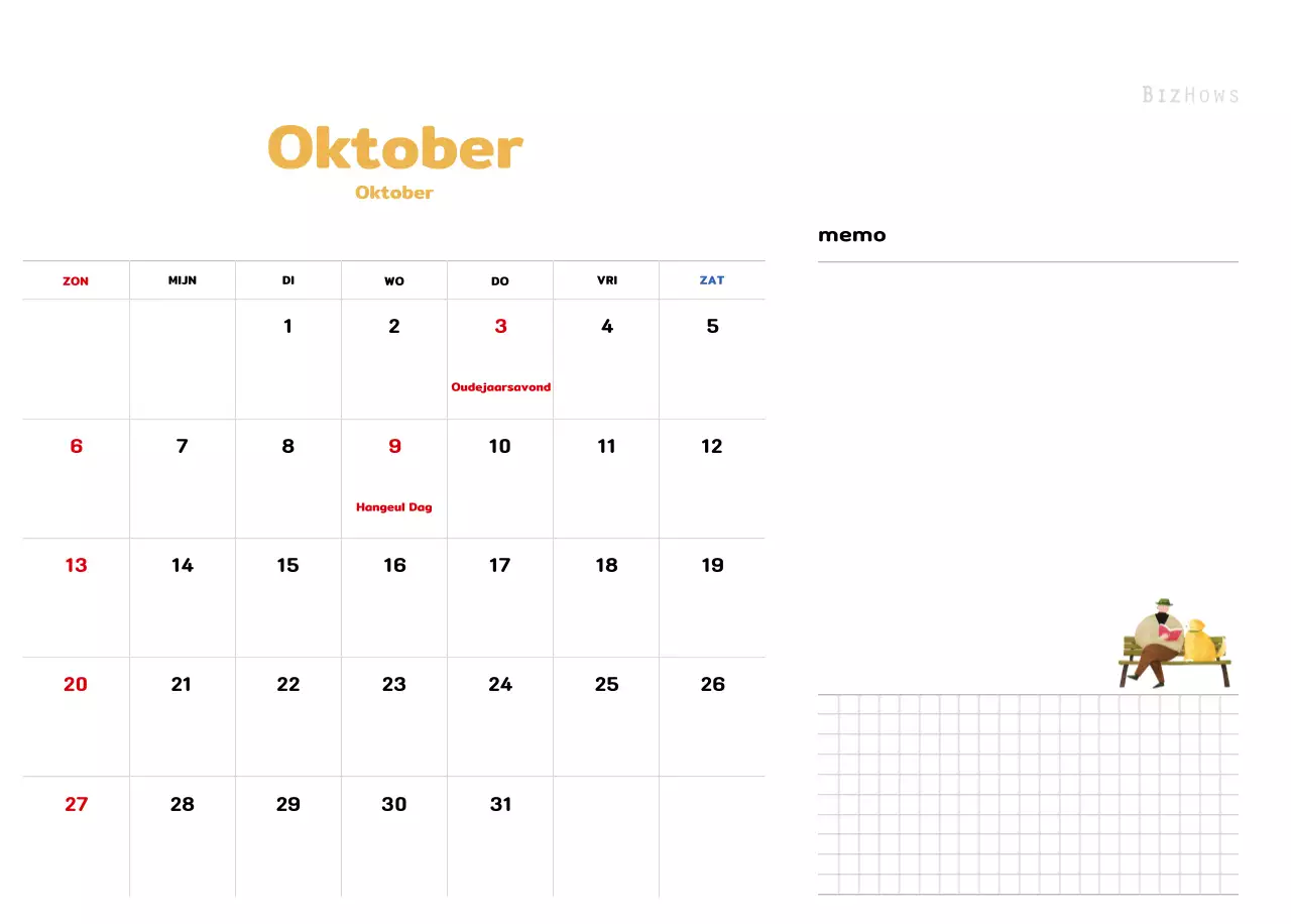 Een warme, geïllustreerde nieuwjaarskalender