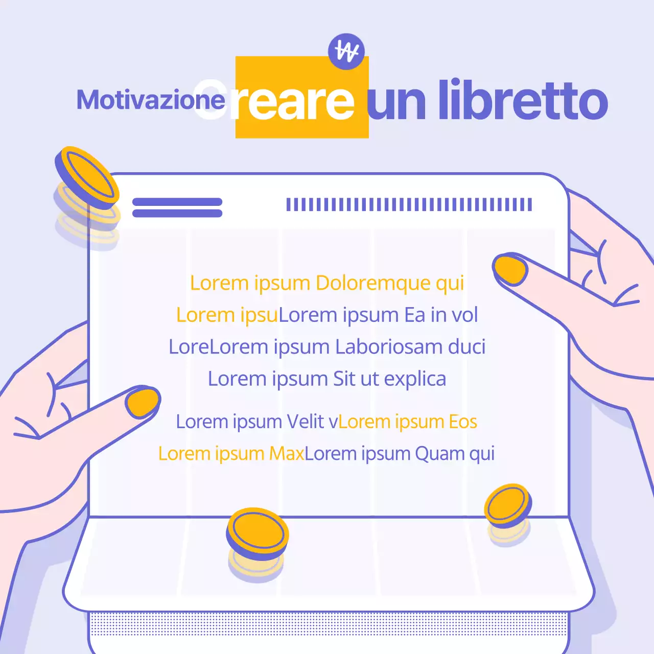 Informazioni finanziarie semplici, gialle e viola, senza denaro