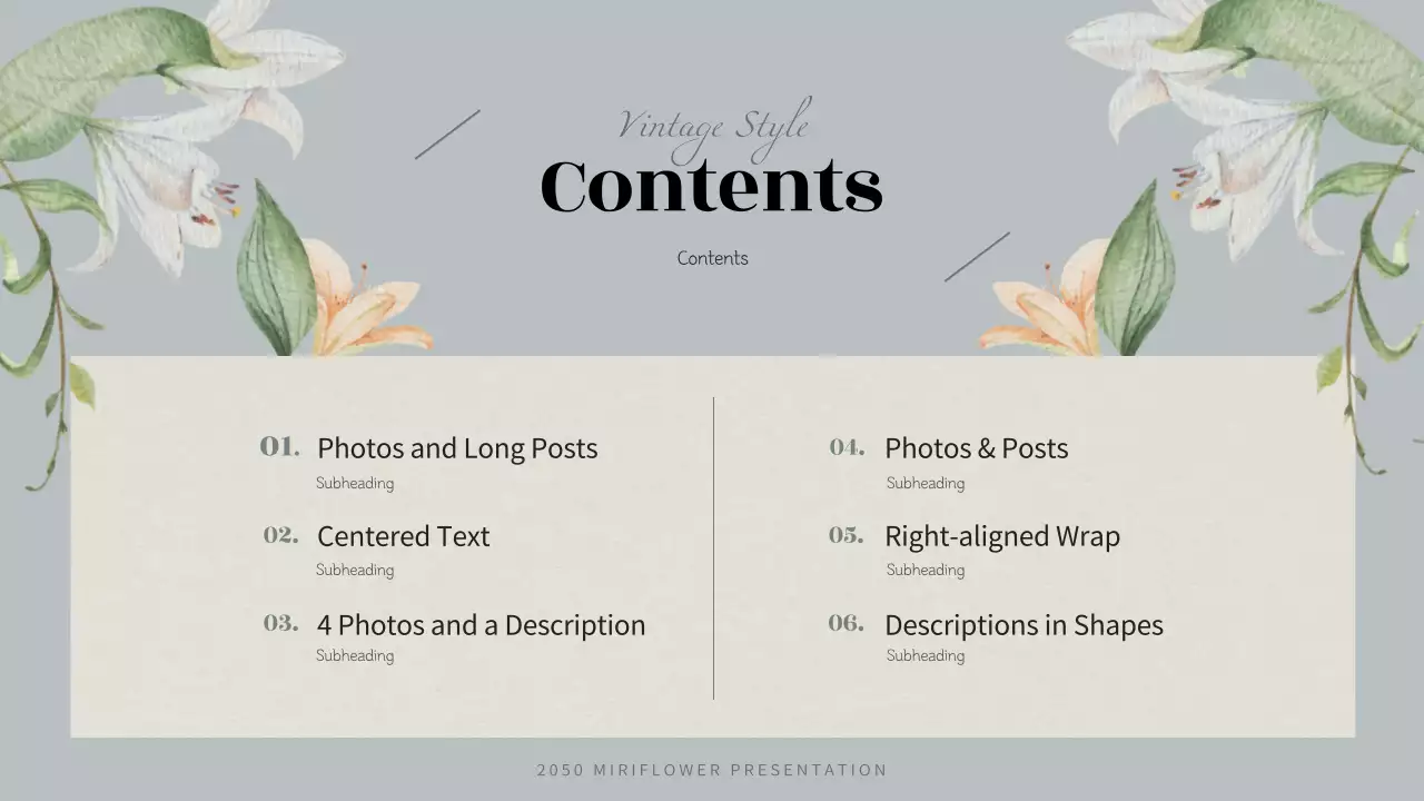 Beige Vintage Flower Presentation