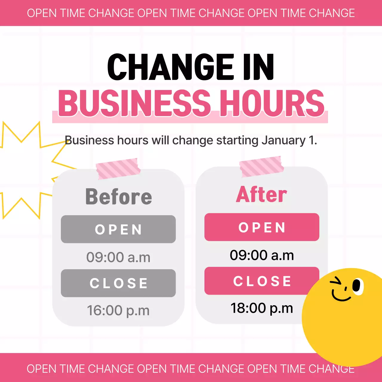 Pink Modern Business Notice Social Media Post