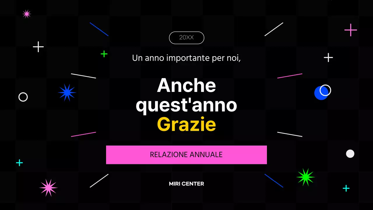 Rapporti finanziari di fine anno in stile kitsch, in rosa acceso e colori fluorescenti.