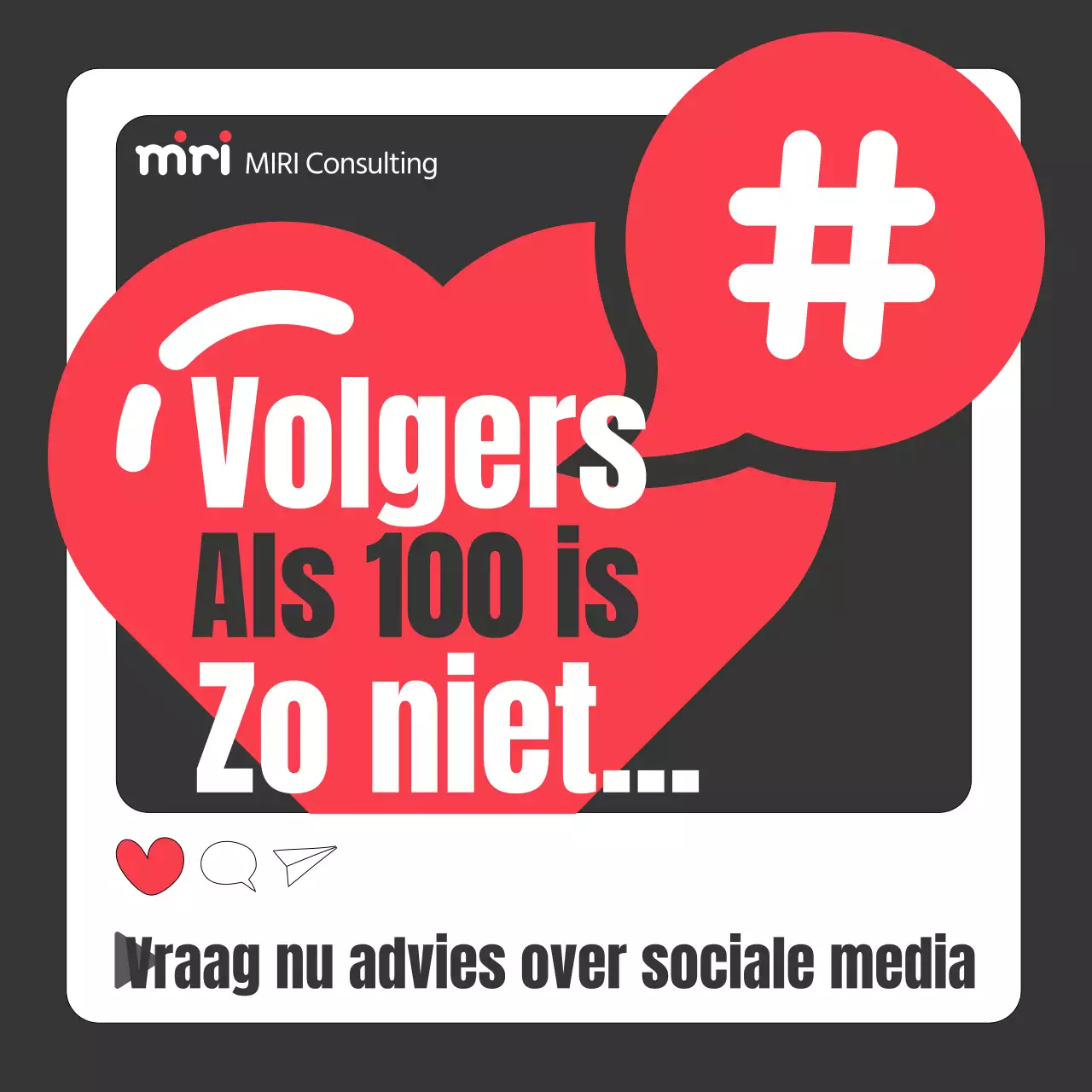 Pop-art social media consultancy advertentie in rood en zwart