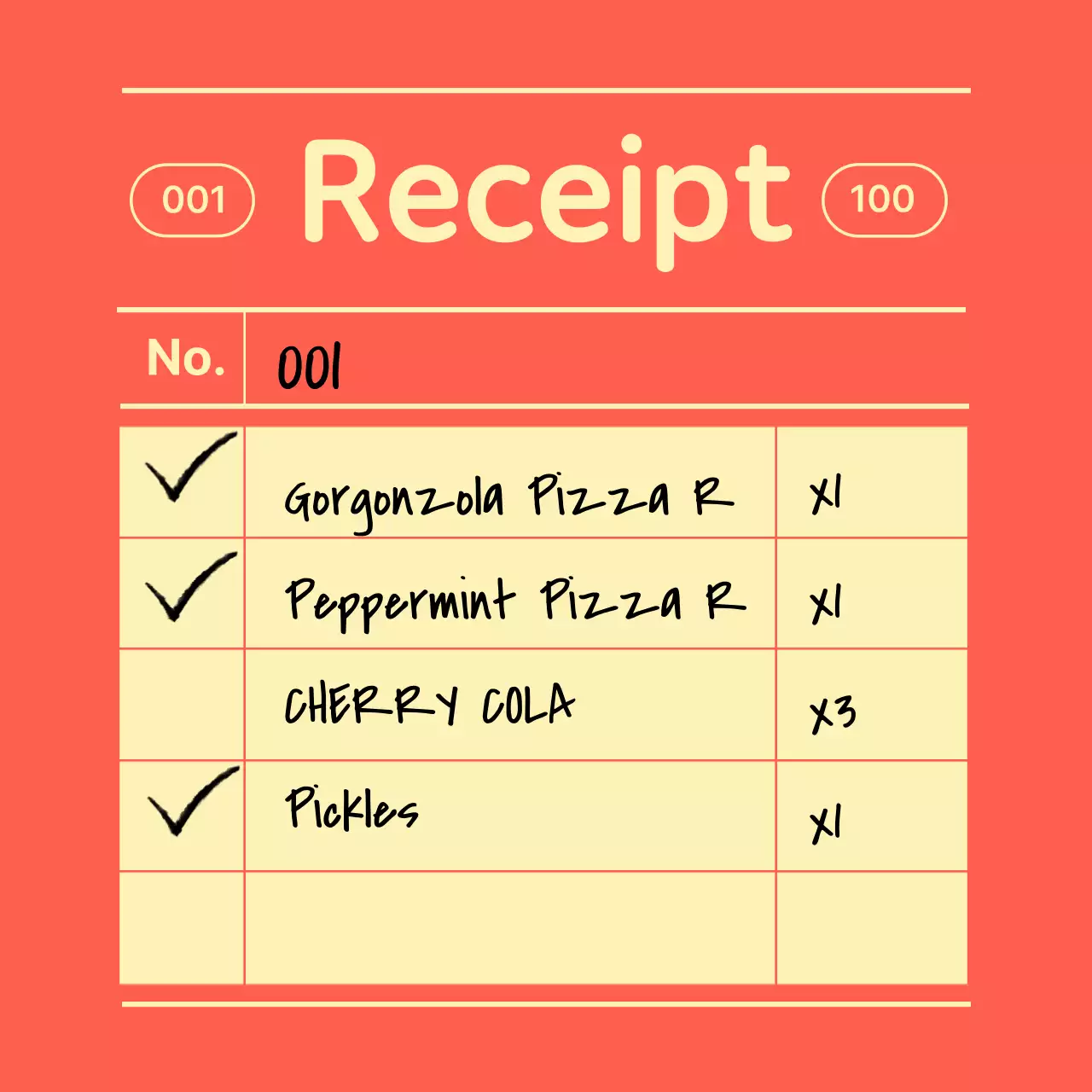 Orange Simple Receipt Document Social Media Post