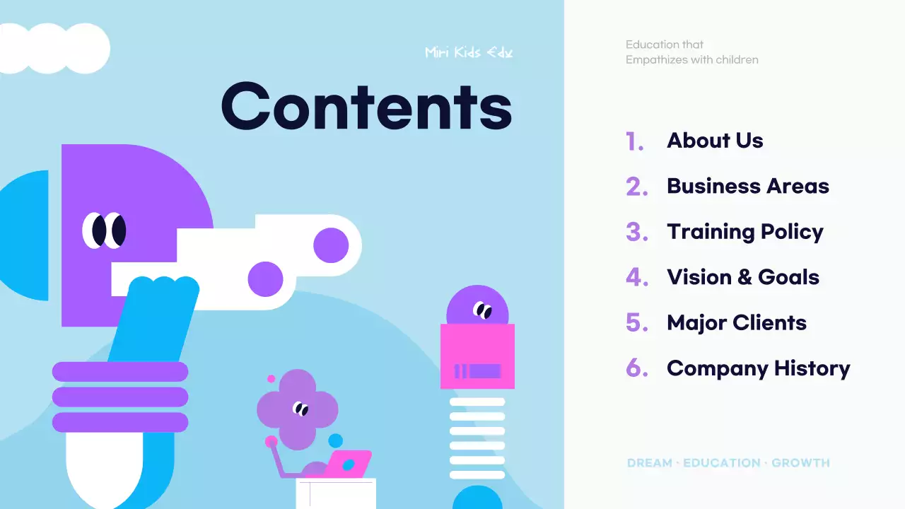 블루 플레이풀 교육 가이드 프레젠테이션