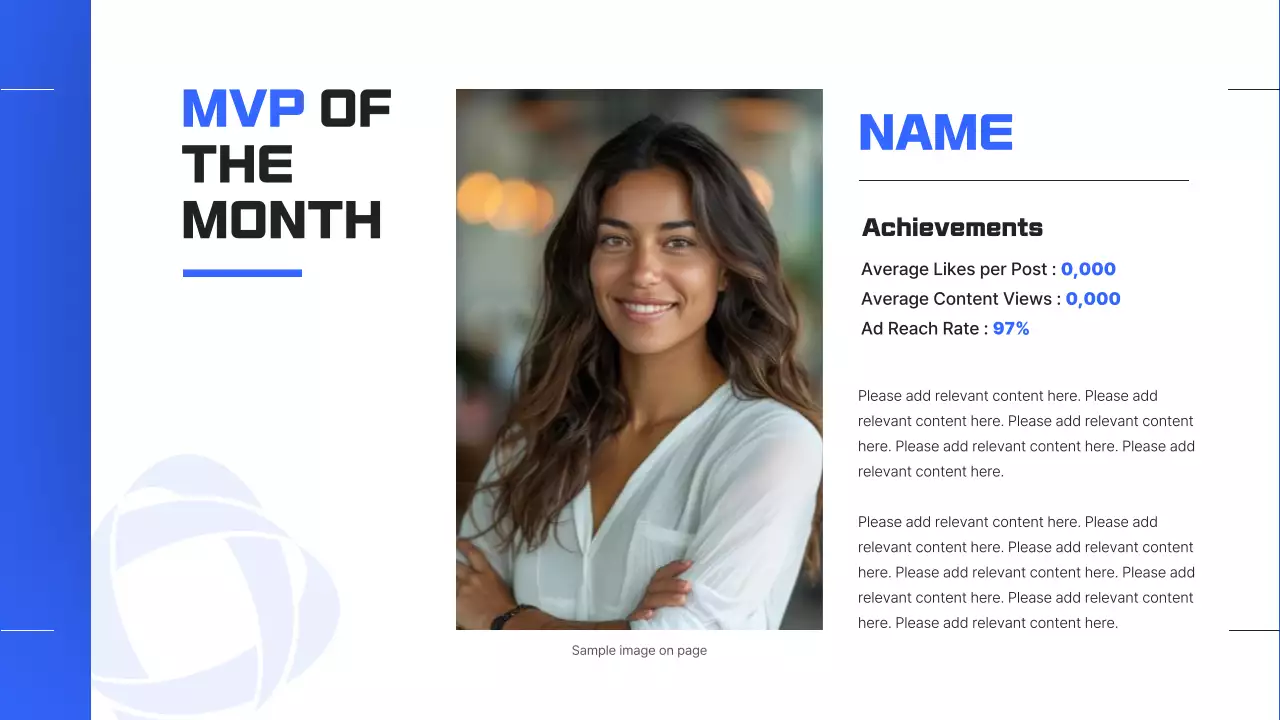 A simple year-end performance report in blue