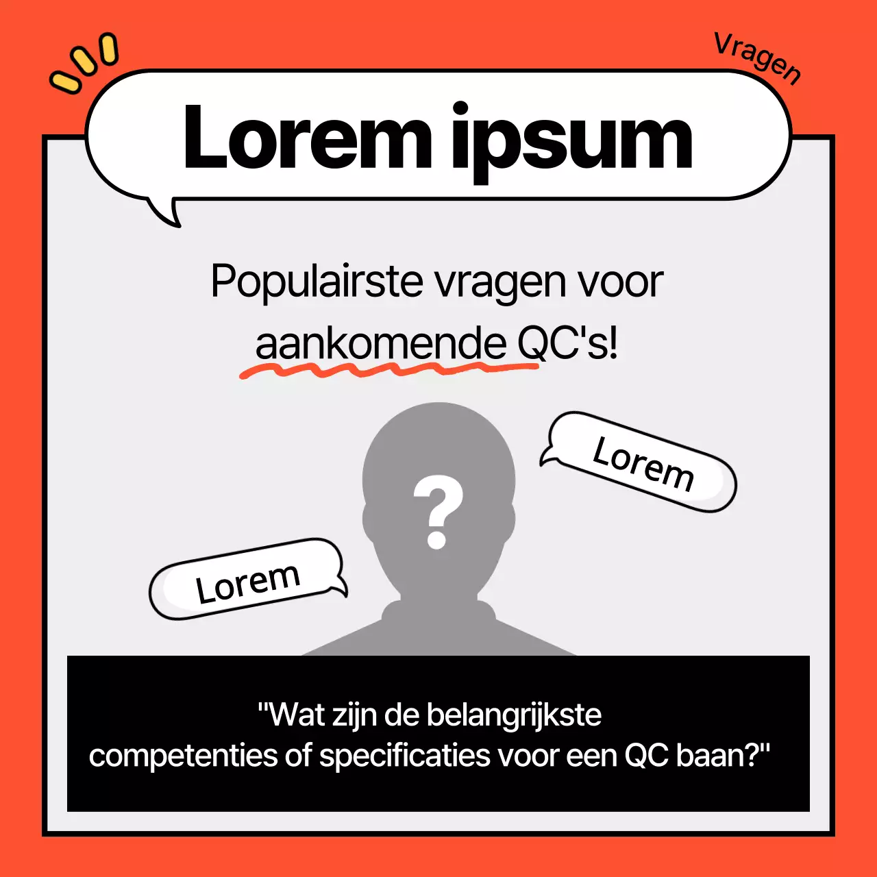 Promoot vacatures met eenvoudige oranje tekstballonnen