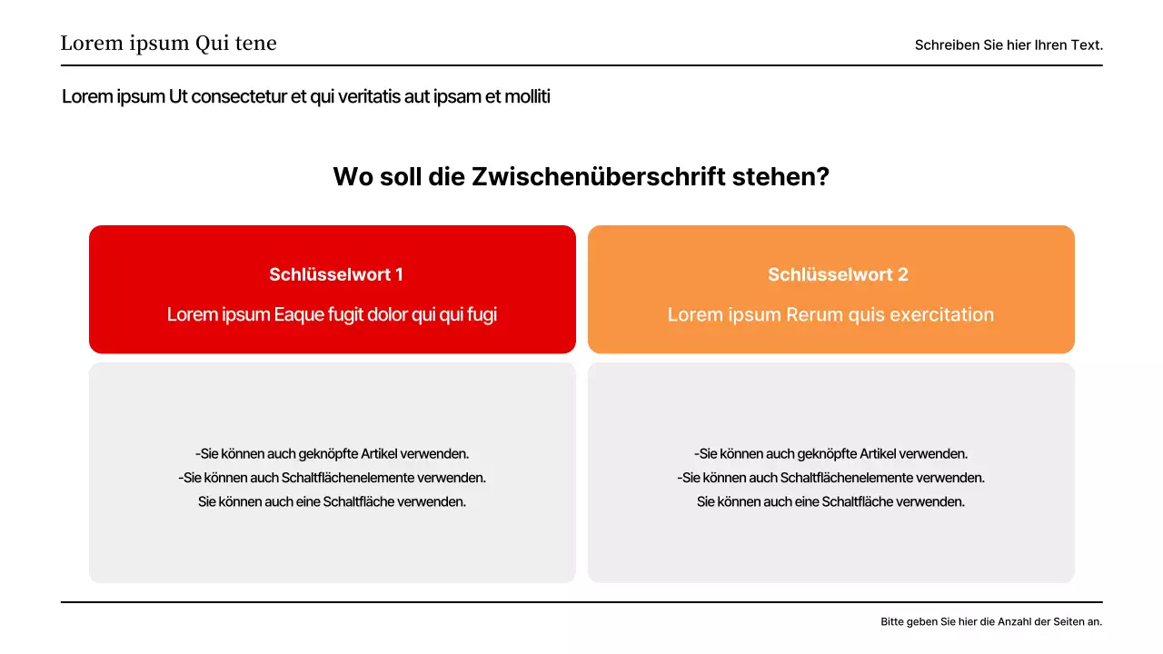 Eine einfache rote und graue Layout-Präsentation
