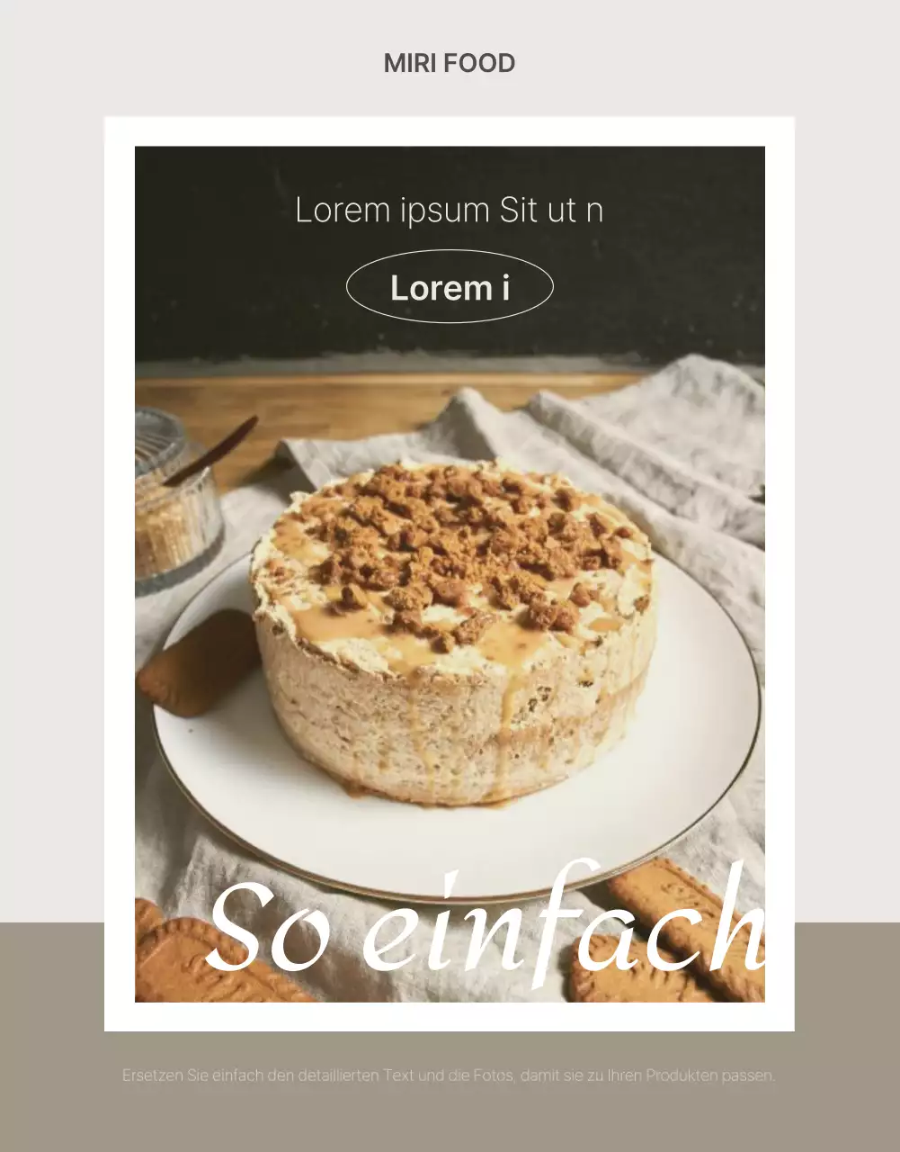 Werbung für ein einfaches Produkt in Beige und Braun