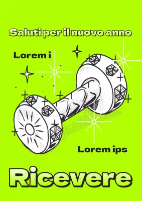 Un annuncio pop-art di vendita di palestre per il nuovo anno con colori fluorescenti e verdi.