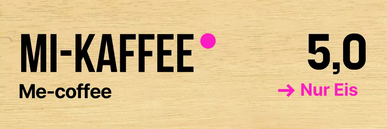 Café mit klarer schwarzer Schrift und rosa Akzenten