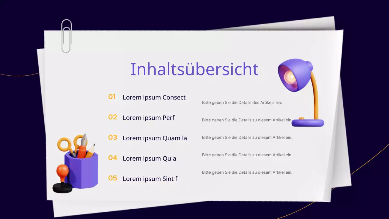 Ein einfacher Geschäftsbericht für Büroangestellte in Lila und Gelb