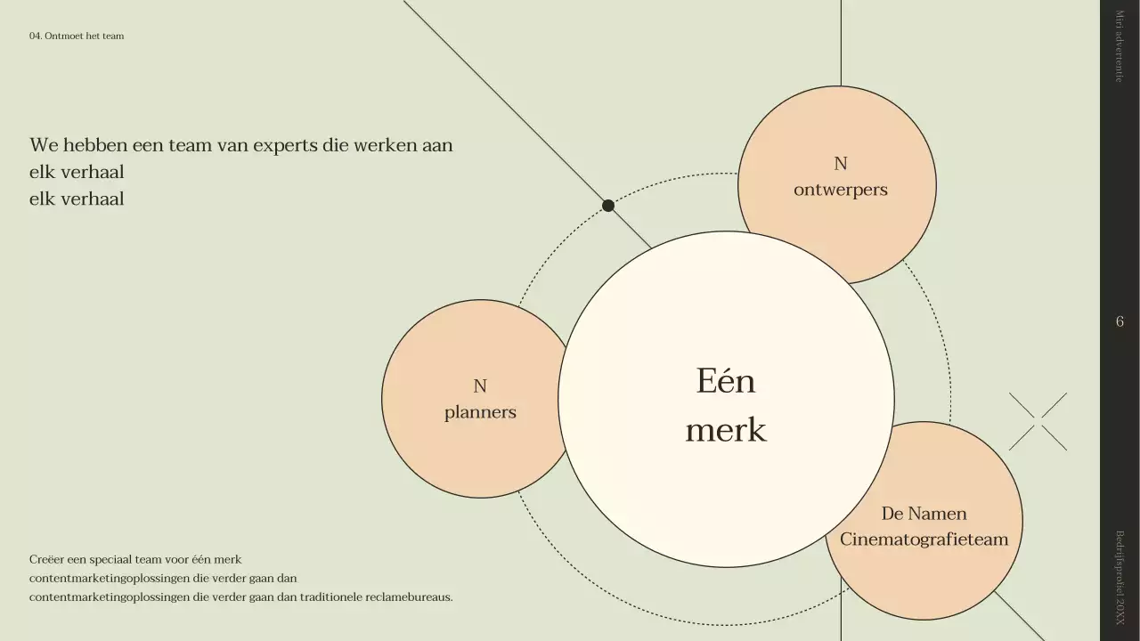 Een eenvoudig verhalend bedrijfsprofiel in beige