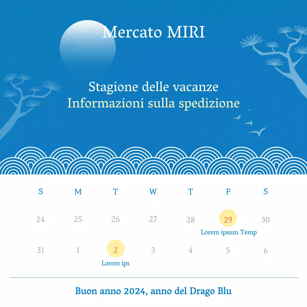 Spedizione orientale per le festività in azzurro e bianco
