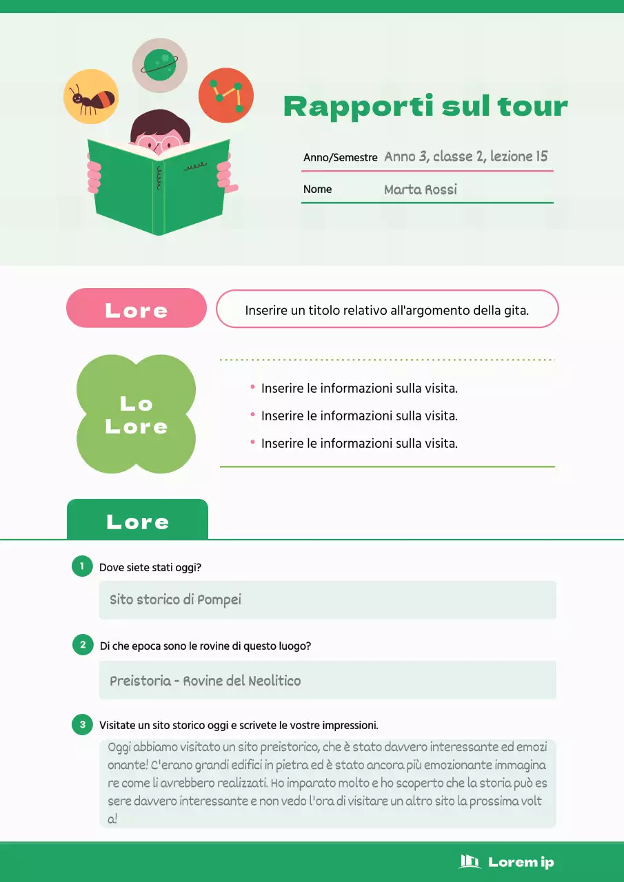 Un simpatico reportage di gita in verde e rosa