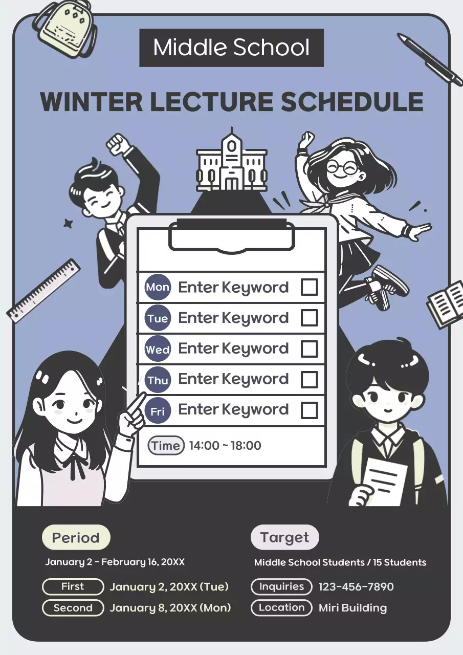 Blue Simple Lecture Schedule Planner Poster