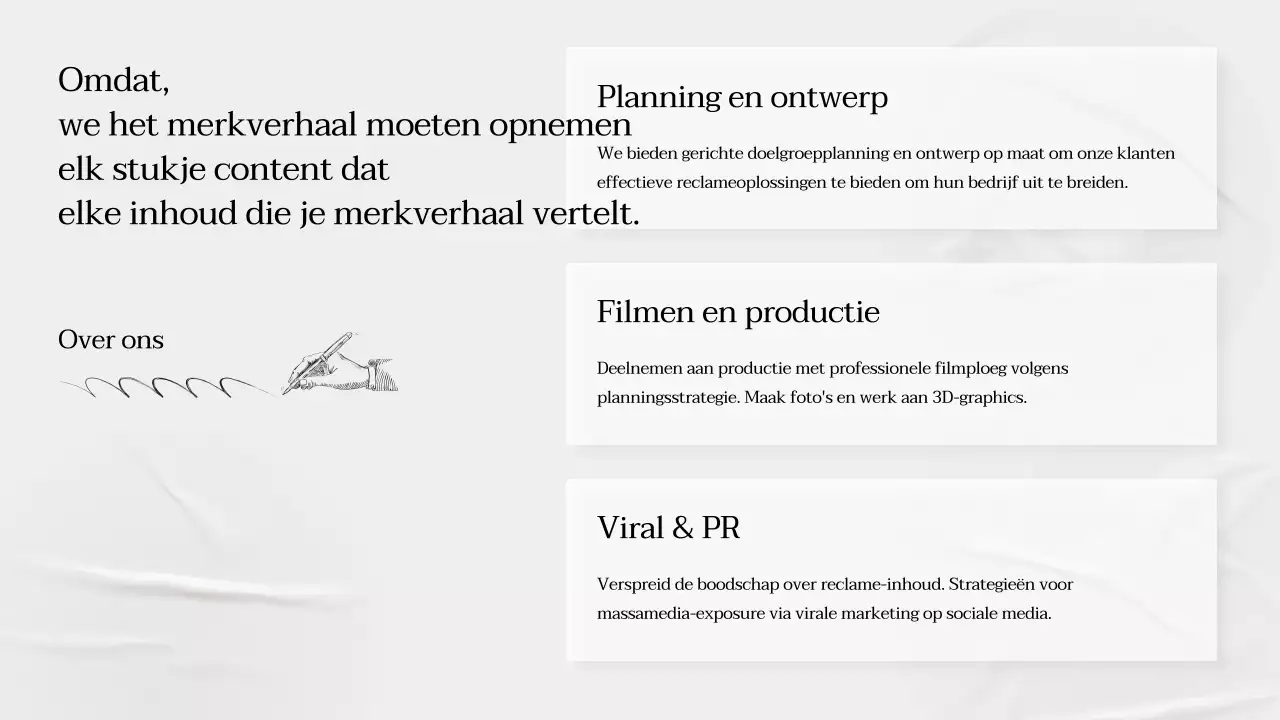 Een eenvoudig, grijs, verhalend bedrijfsprofiel