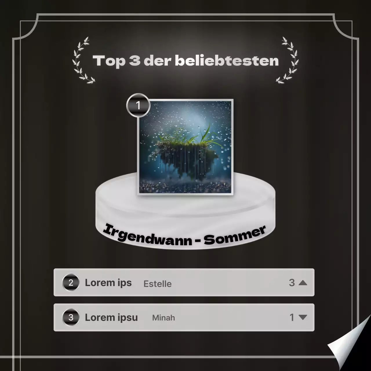 Moderne inhaltliche Abschlussanzeige in Schwarz und Silber