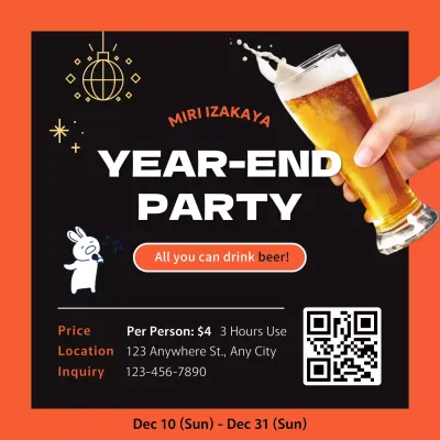 Orange Trendy Party Announcement Instagram Post