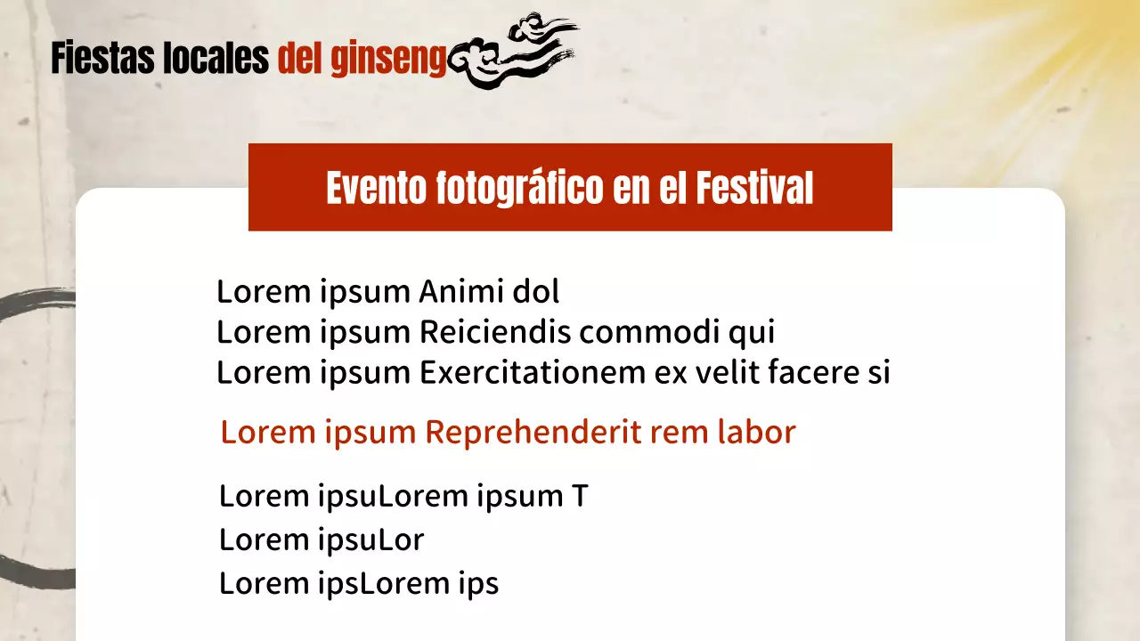 Guía de la fiesta tradicional del ginseng rojo y beige
