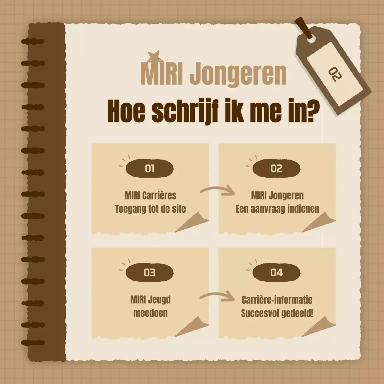 Een eenvoudige vacature op het platform voor loopbaanervaring in bruin en beige