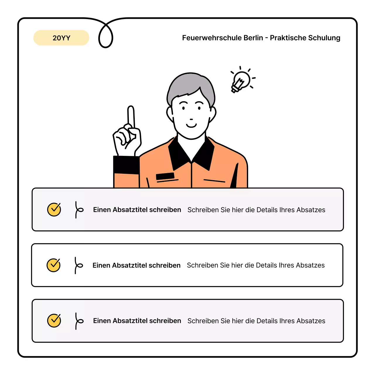 Gelbe und orangefarbene Grundlagen und ein süßes kleines Merkblatt zur Brandschutzerziehung