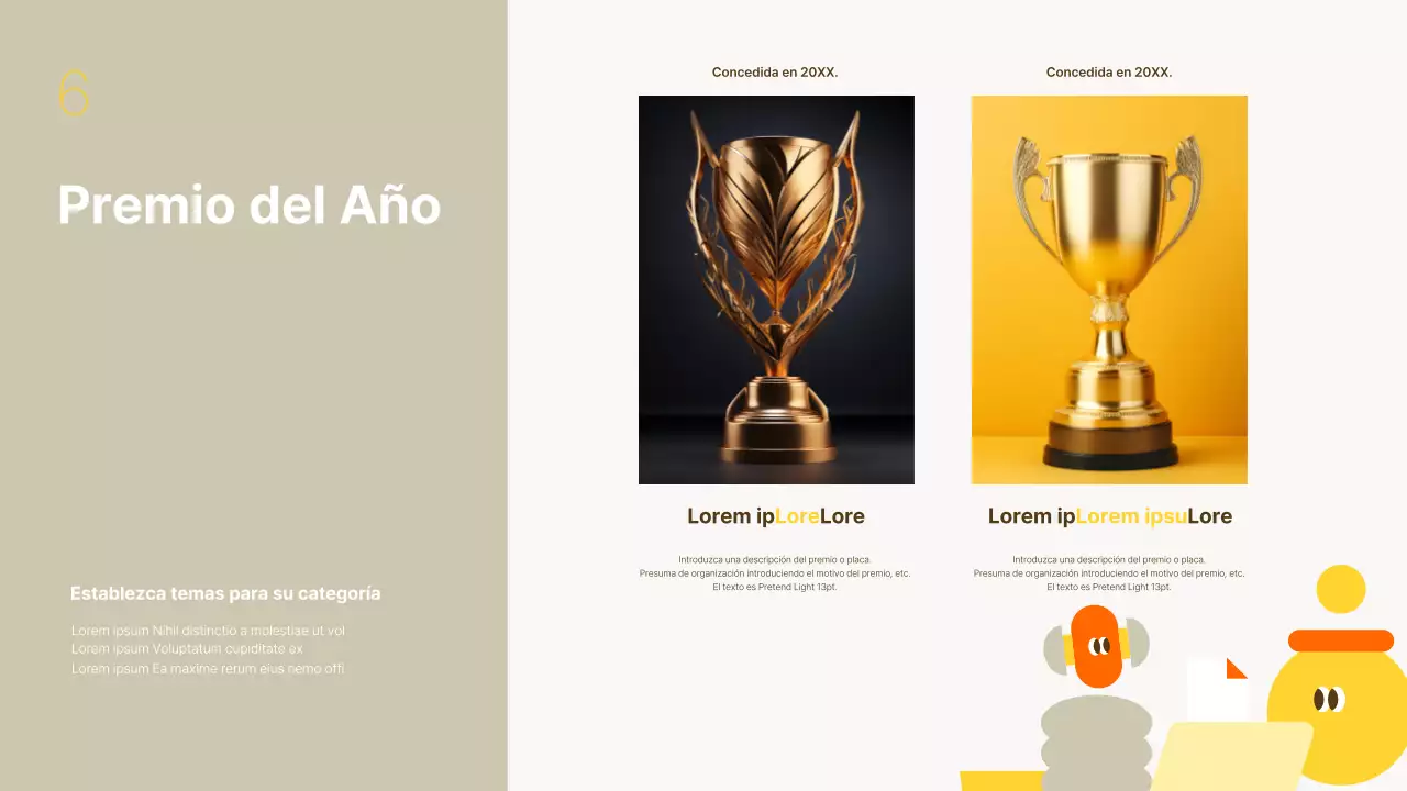 Un sencillo informe de resultados de fin de año en amarillo y beige