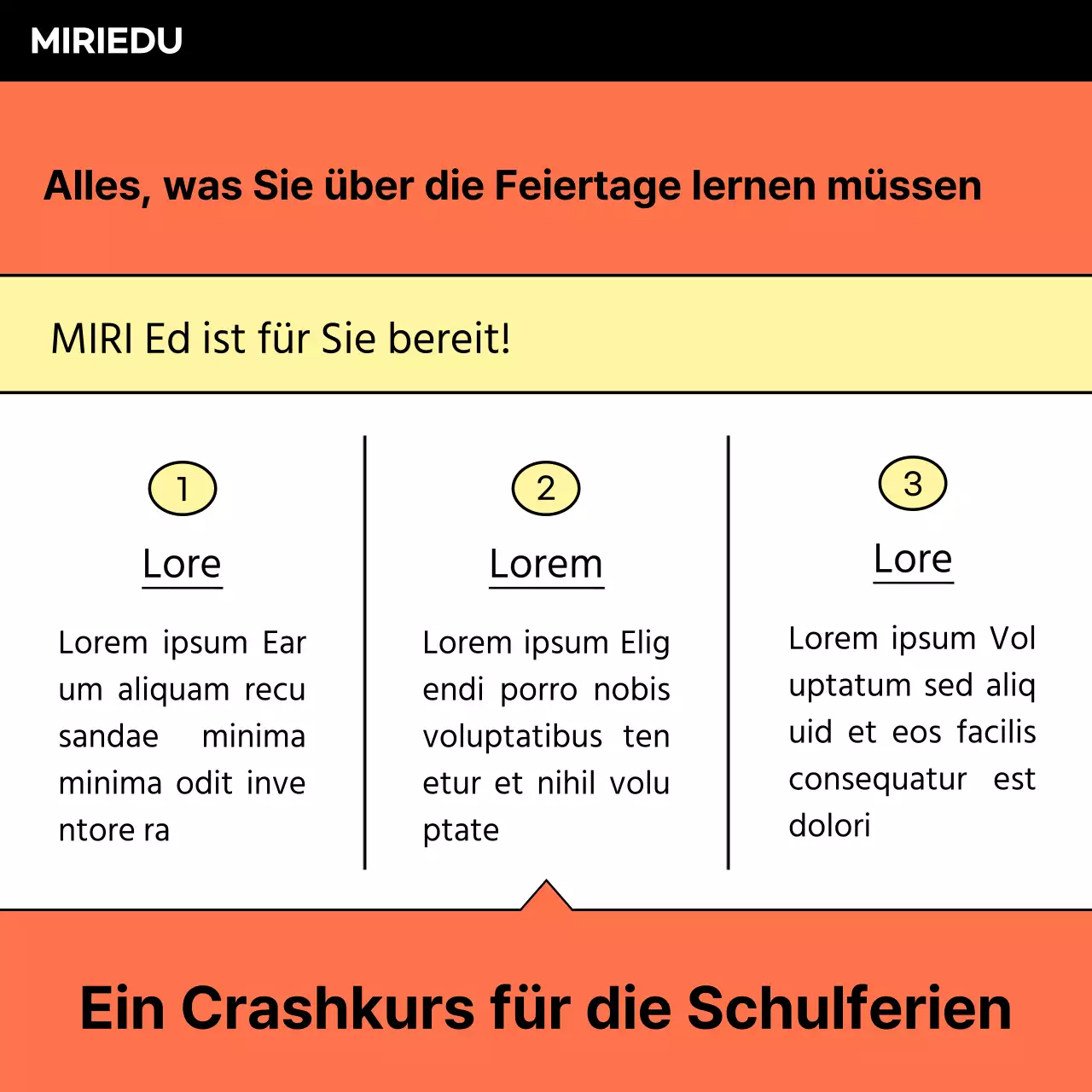 Bewerben Sie Schulferienangebote in Orange und Schwarz.
