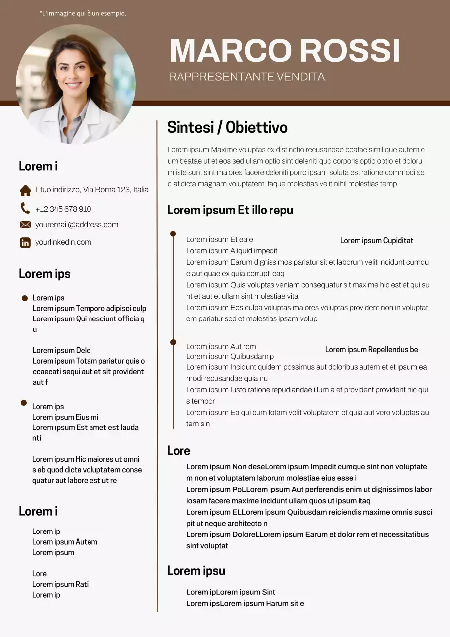 Curriculum del rappresentante di vendita di base bianco e cachi