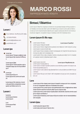 Curriculum del rappresentante di vendita di base bianco e cachi