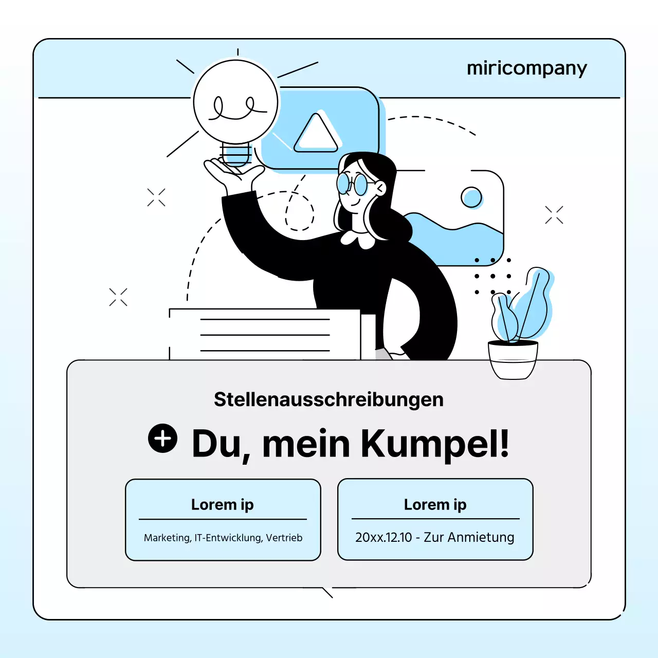 Firmenbrief für ein einfaches Markenbild in Hellblau und Grau