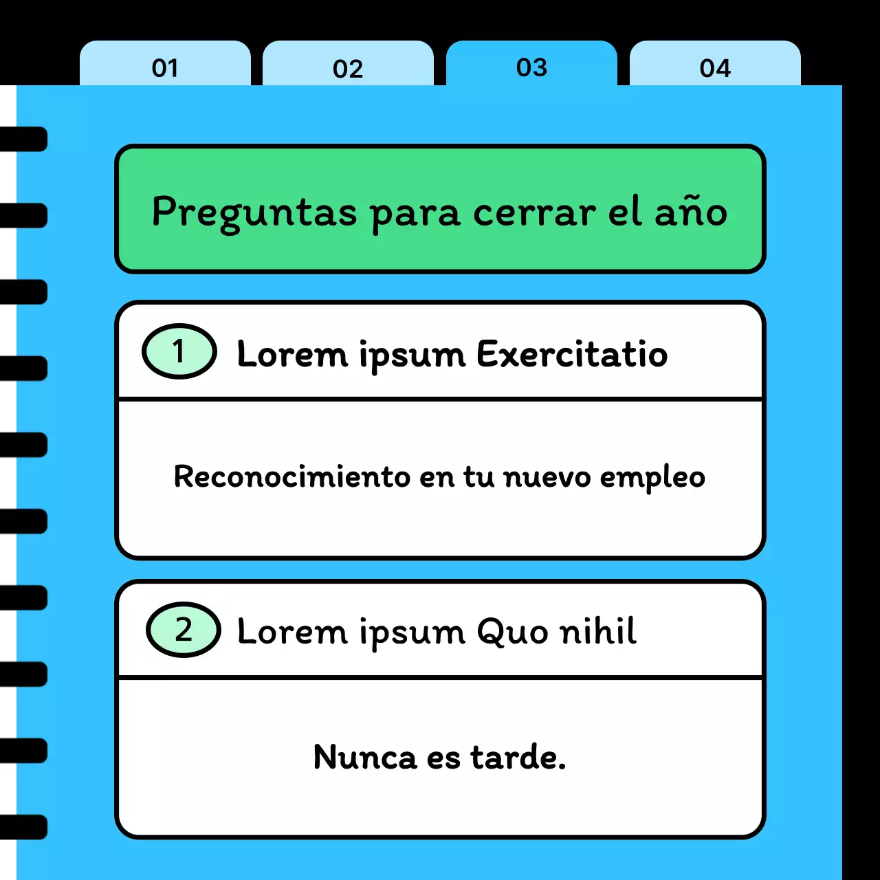 Un post kitsch de preguntas y respuestas en azul celeste y Año Nuevo