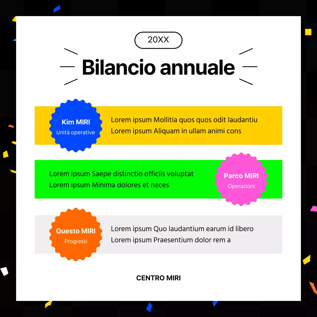 Rapporti di fine anno kitsch in rosa acceso e colori fluorescenti