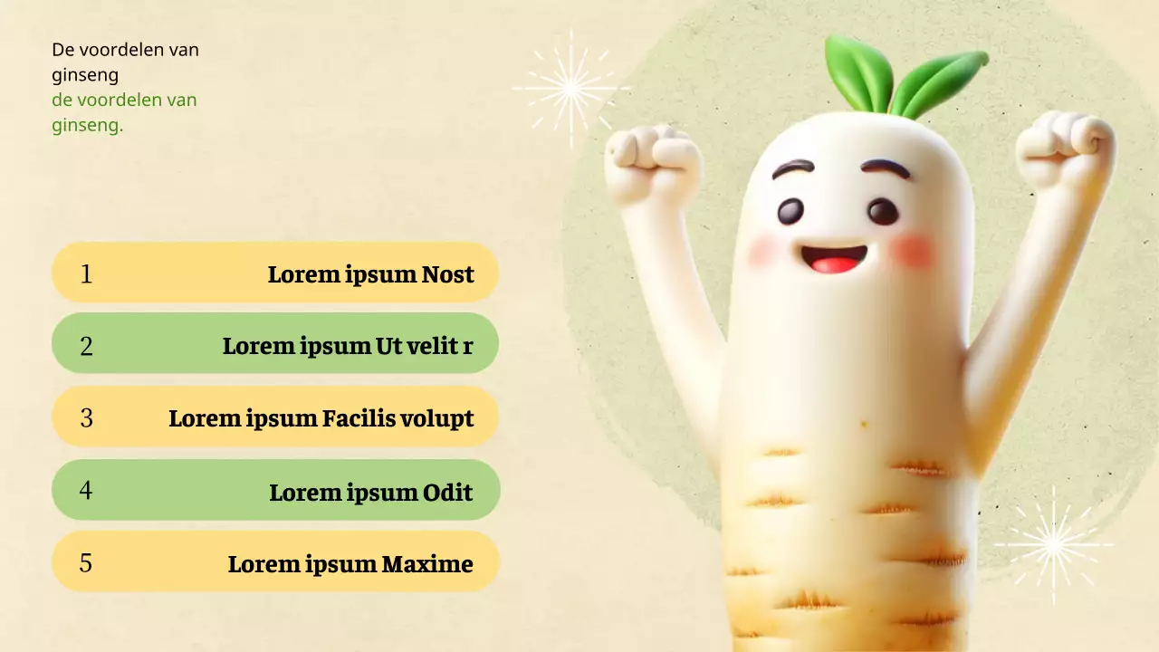 Een eenvoudig geel en groen plan voor een plaatselijk ginsengfestival