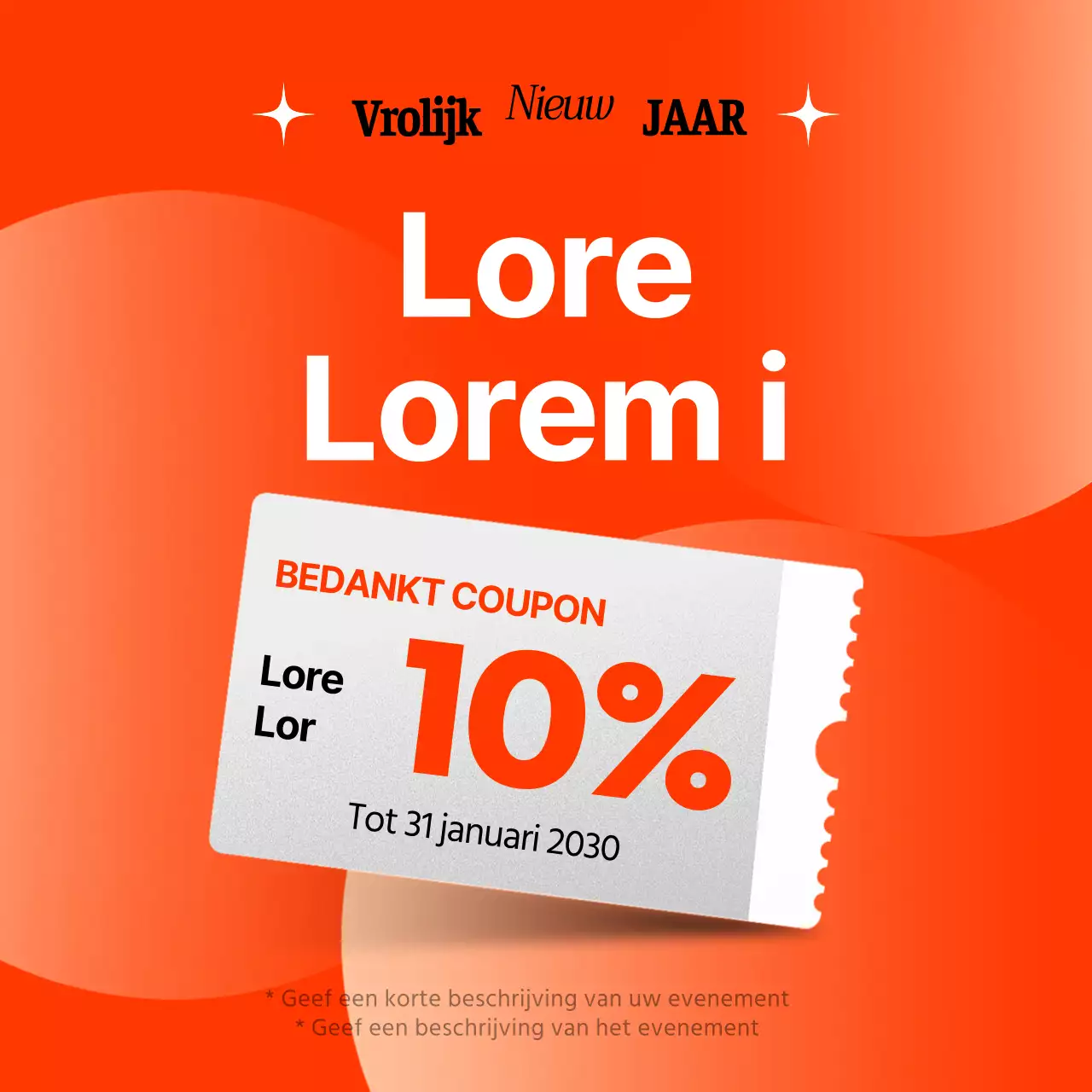 Promoot een nieuwjaarsmarketsjabloon in oranje en mint