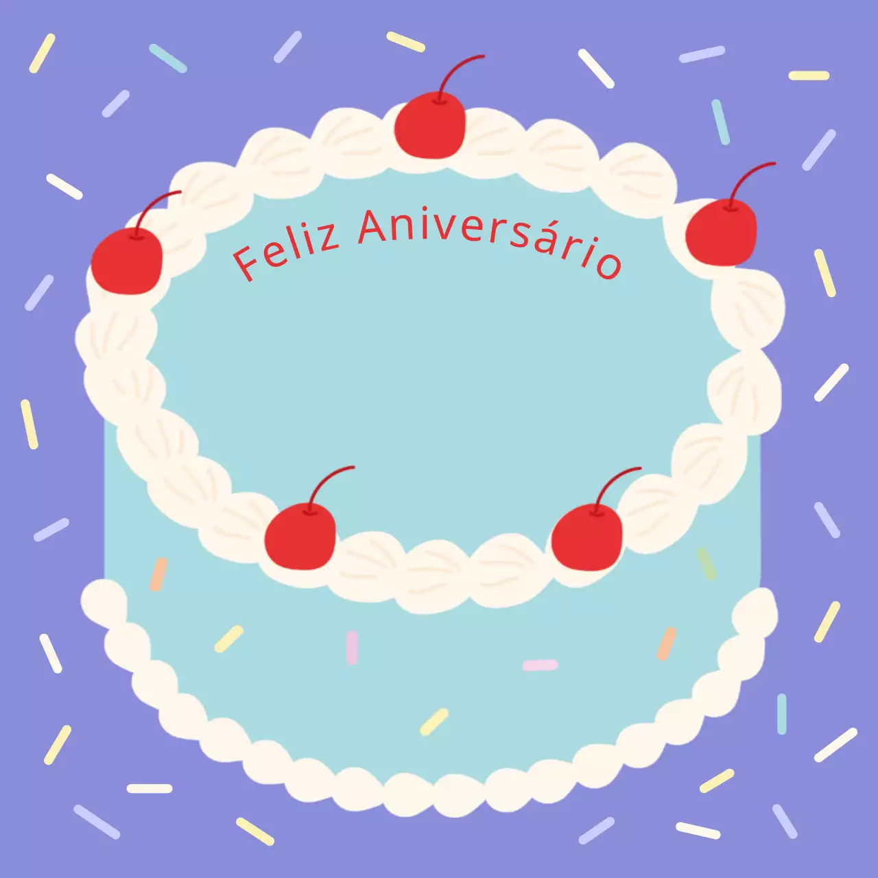 Uma bonita nota de feliz aniversário em lavanda e vermelho
