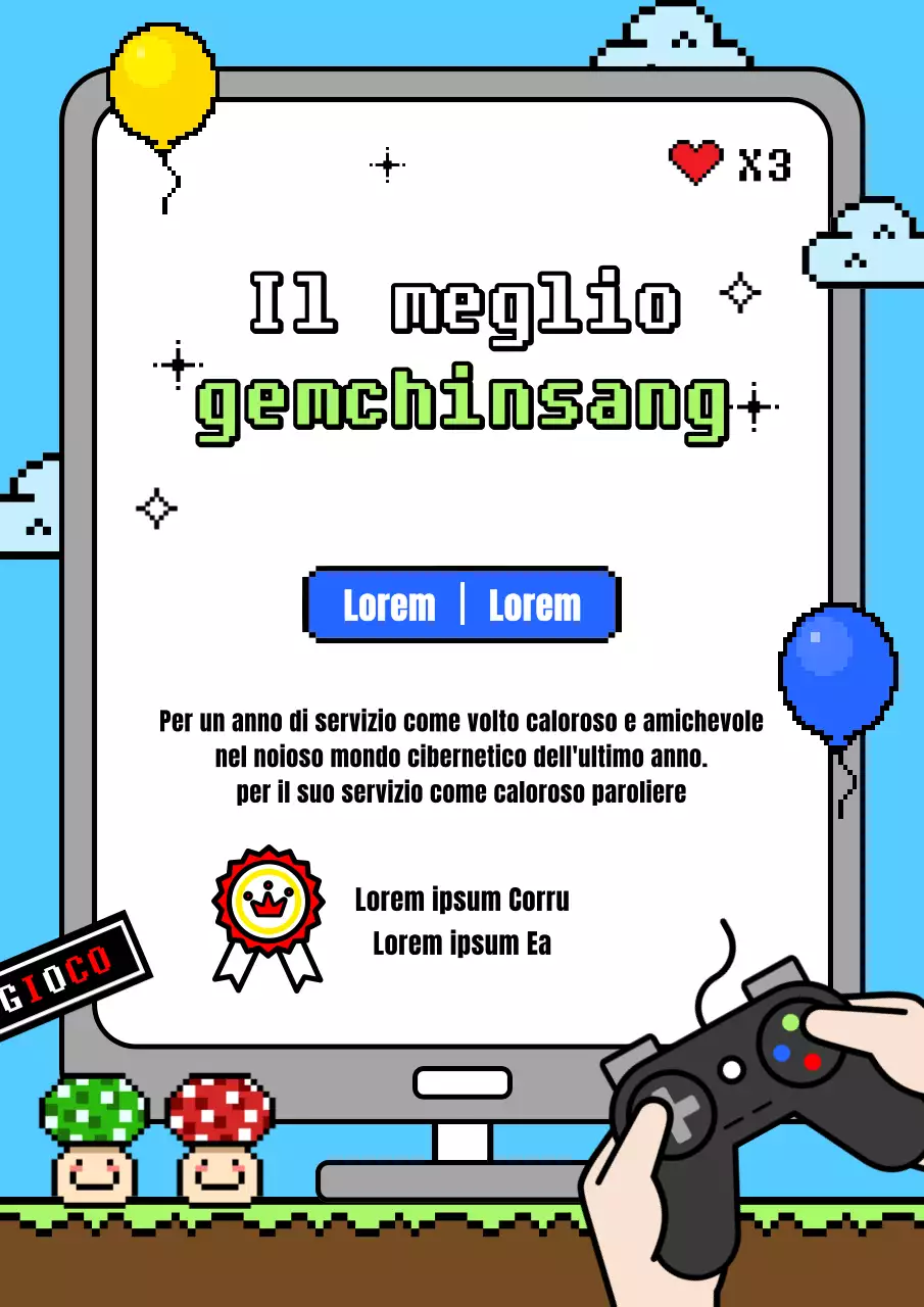 Postazione di gioco retrò in azzurro e nero