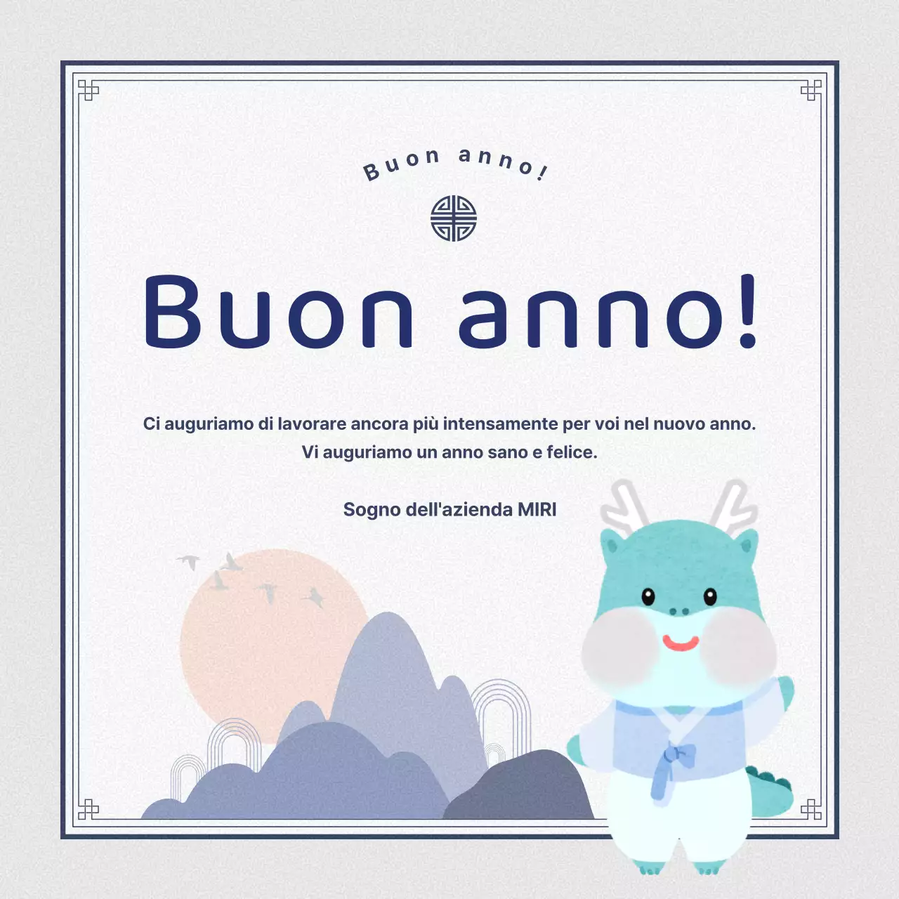 Biglietto di auguri tradizionale per il nuovo anno in blu navy e grigio