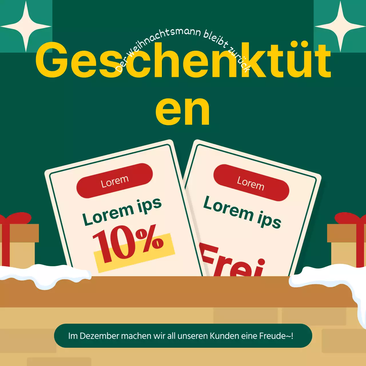 Werben Sie für ein hübsches Weihnachtsschablonenpaket in Grün und Rot