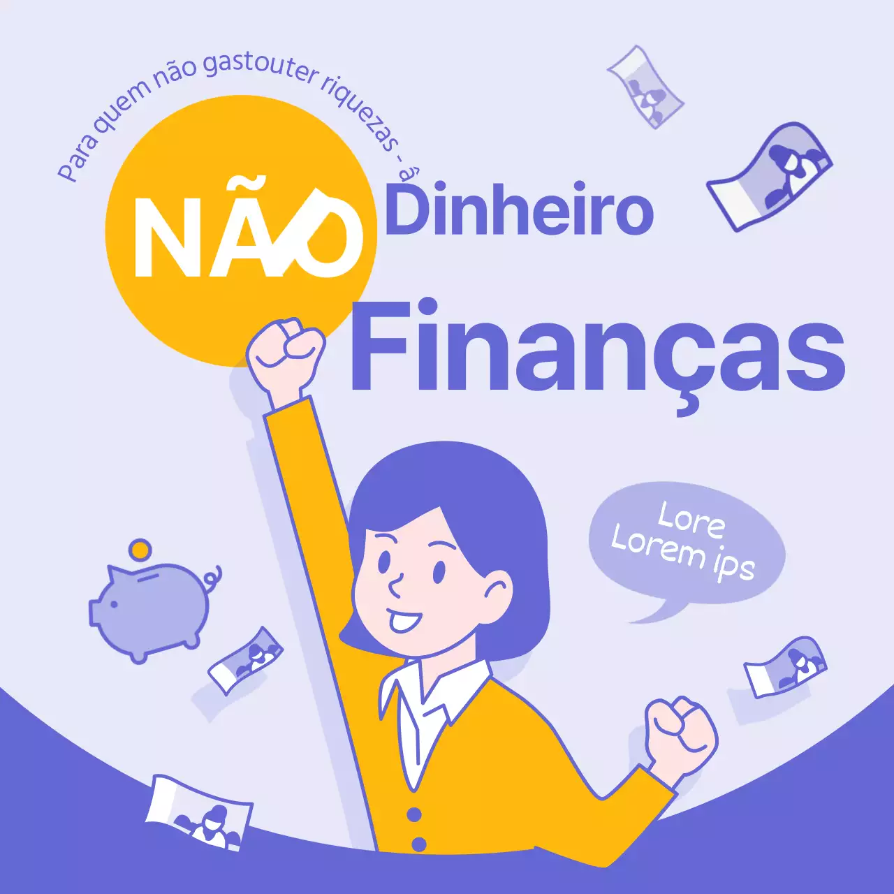 Informação financeira simples, amarela e roxa, sem dinheiro