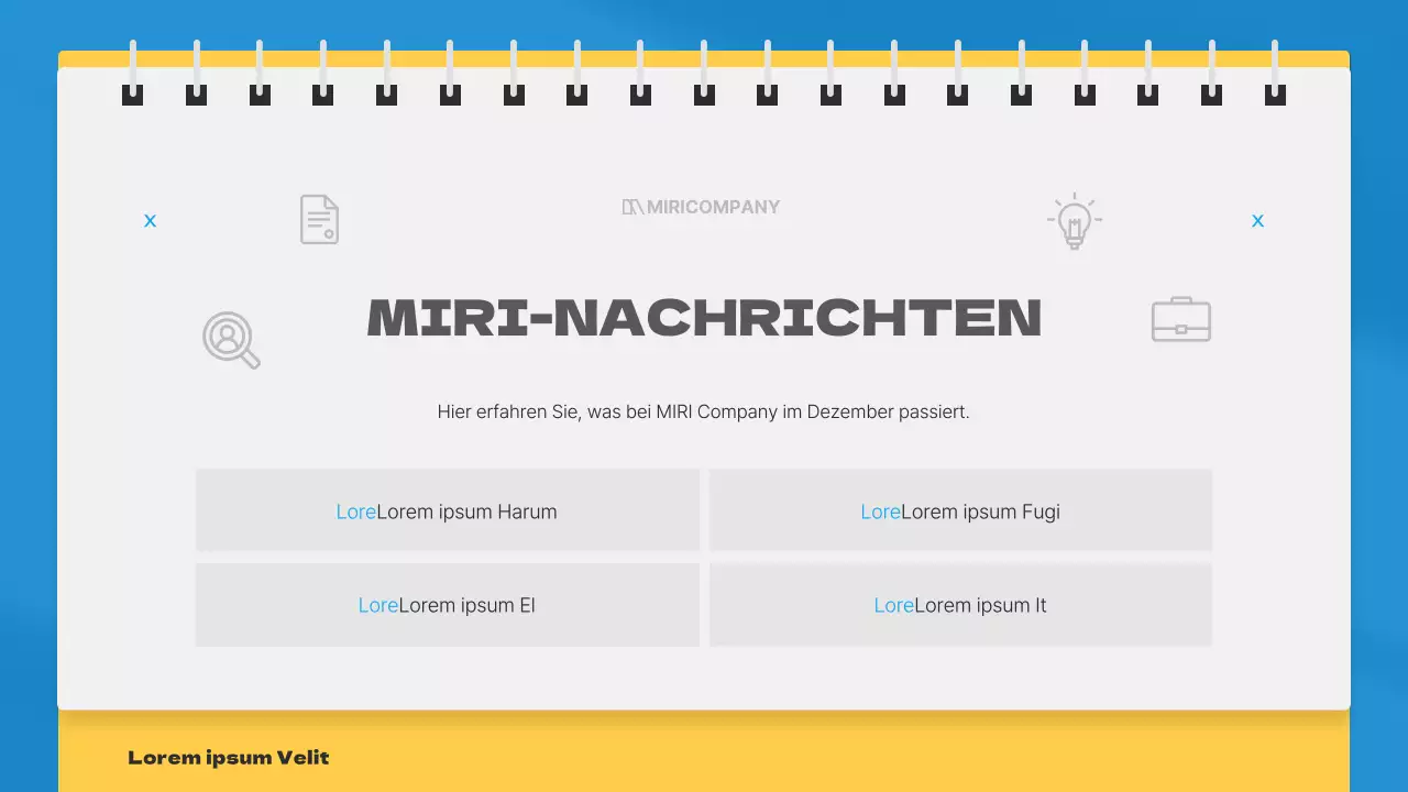 Einfacher monatlicher Unternehmens-Newsletter in Blau und Gelb
