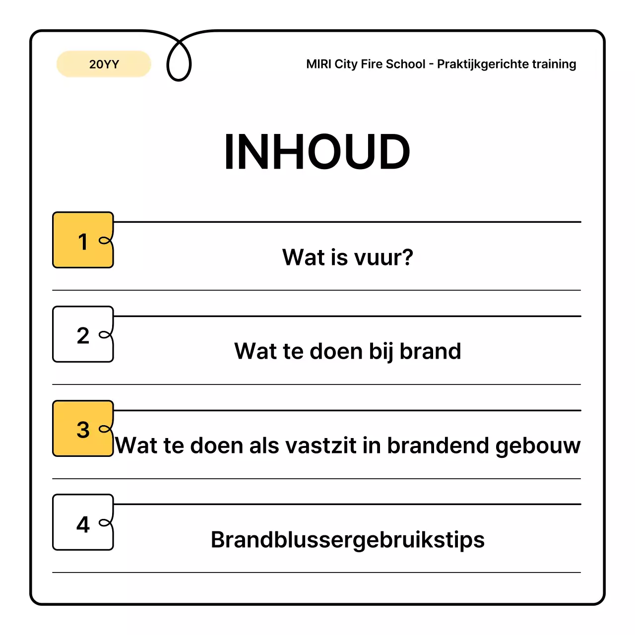 Gele en oranje basisprincipes en een leuk informatieblad over brandveiligheid