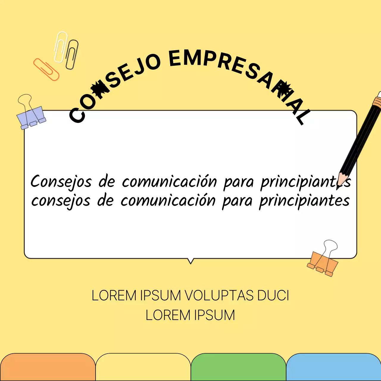 Consejos empresariales sencillos en amarillo y negro