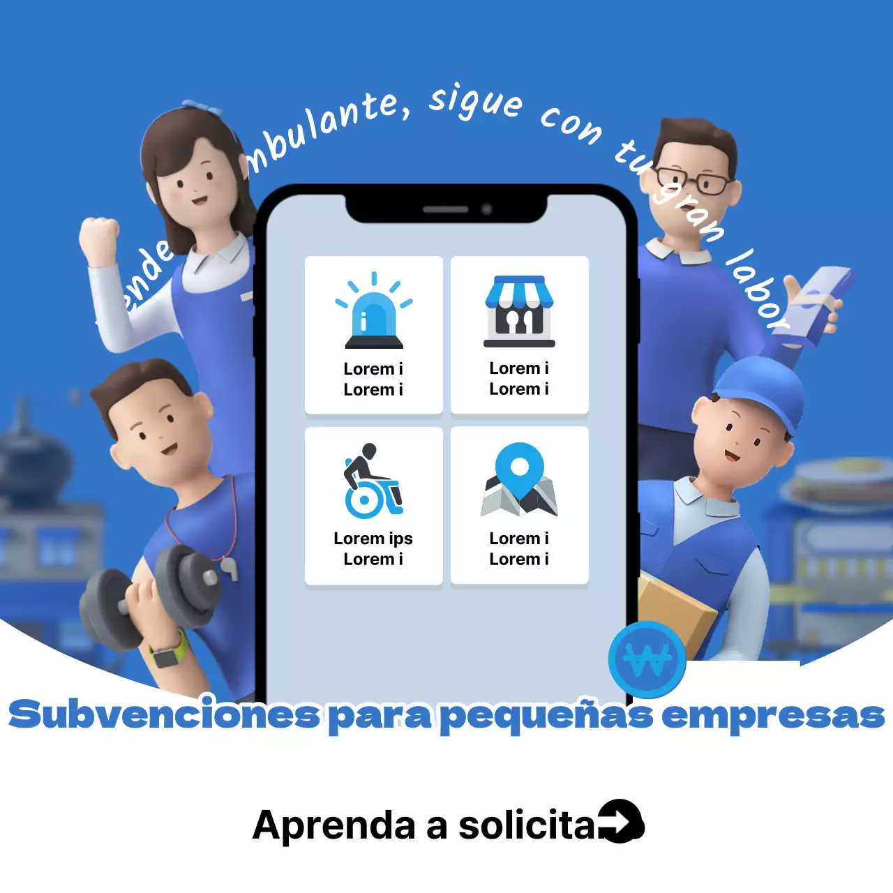 Un bonito post en blanco y azul sobre subvenciones a pequeñas empresas