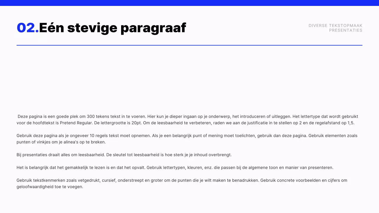 Modern tekst layout rapport in blauw en wit