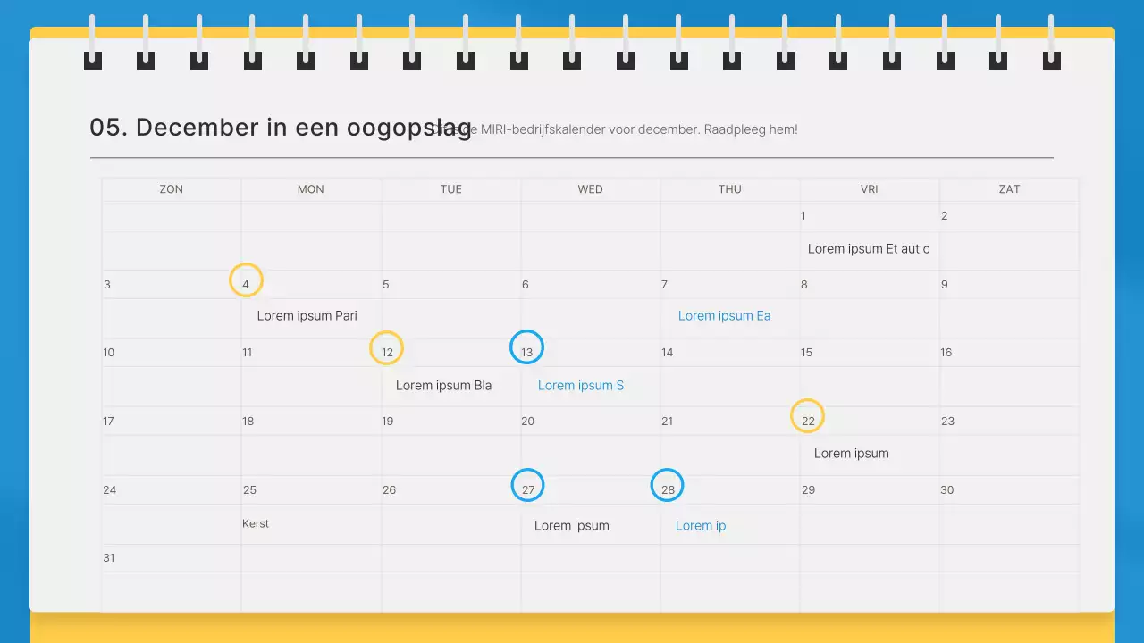 Eenvoudige zakelijke maandelijkse nieuwsbrief in blauw en geel