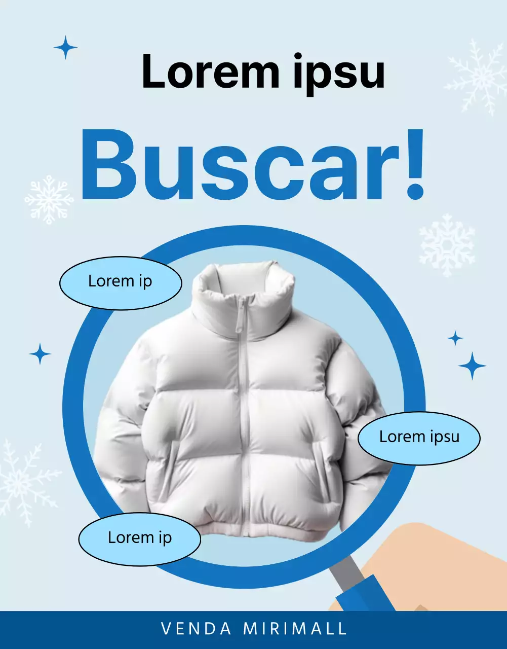 Promover o equipamento de inverno moderno em azul e azul claro